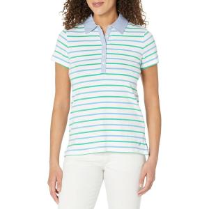 image:imageNautica Womens 5Button Short Sleeve Breathable 100 Cotton Polo ShirtSpinner Green
