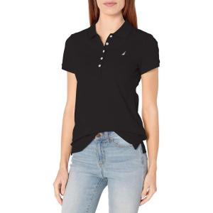 image:imageNautica Womens 5Button Short Sleeve Breathable 100 Cotton Polo ShirtTrue Black