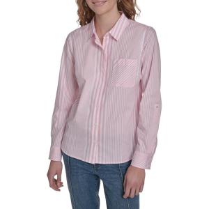 image:imageNautica Womens Button Front Long Sleeve Roll Tab ShirtEnglish Rose Combo