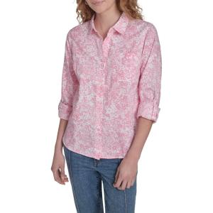 image:imageNautica Womens Button Front Long Sleeve Roll Tab ShirtEnglish Rose Multi