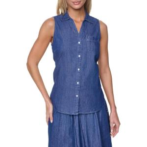 image:imageNautica Womens Button Front Long Sleeve Roll Tab ShirtMedium Azure