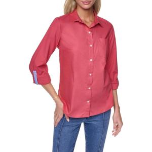image:imageNautica Womens Button Front Long Sleeve Roll Tab ShirtMineral Red