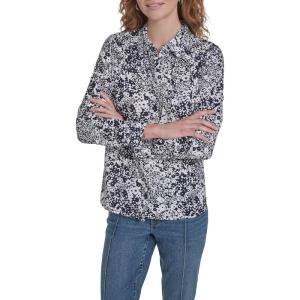 image:imageNautica Womens Button Front Long Sleeve Roll Tab ShirtNight Sky Bright White