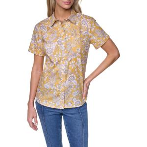 image:imageNautica Womens Button Front Short Sleeve Camp ShirtDeep Maize Multi