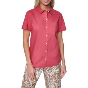 image:imageNautica Womens Button Front Short Sleeve Camp ShirtMineral Red