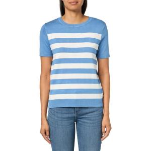image:imageNautica Womens Crew Neck Stripe Short Sleeve SweaterBlue Haze Ivory