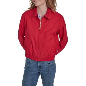 image:imageNautica Womens Long Sleeve Cotton Collared Zip Front JacketScarlet