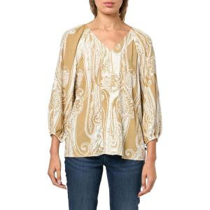 image:imageNautica Womens Long Sleeve Printed Paisley VNeck BlouseRopeIvory