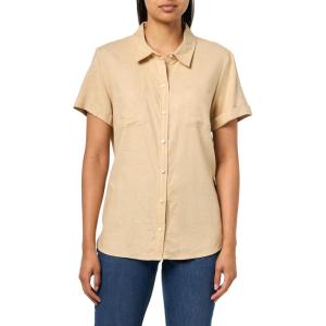 image:imageNautica Womens Short Sleeve Linen Blend Button Up Collared Camp ShirtIrish Cream