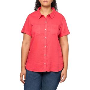 image:imageNautica Womens Short Sleeve Linen Blend Button Up Collared Camp ShirtParadise Pink