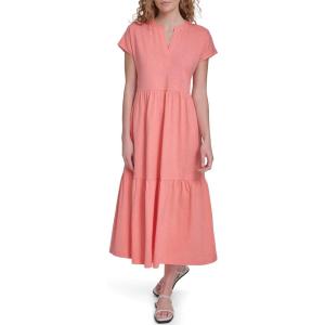 image:imageNautica Womens Short Sleeve Midi Tiered Solid DressBloom