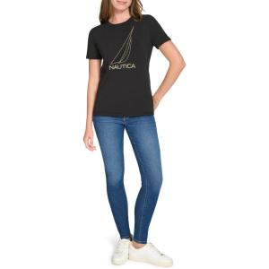 image:imageNautica Womens Solid Short Sleeve Crew Neckline TShirtBlack