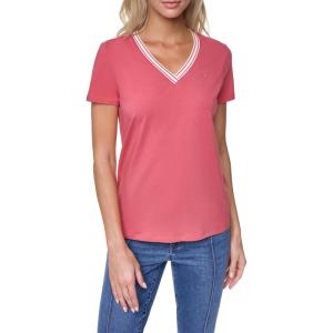 image:imageNautica Womens Solid VNeck Short Sleeve TShirtMineral Red