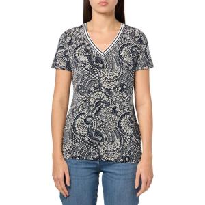image:imageNautica Womens Solid VNeck Short Sleeve TShirtNight Sky White Cap