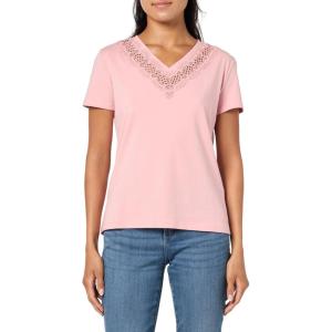 image:imageNautica Womens V Neck Solid Short Sleeve Shirt with LaceBridal Rose