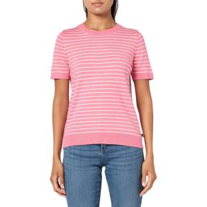 image:imageNautica Womens V Neck Stripe Short Sleeve SweaterPeony Ivory