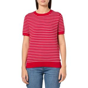 image:imageNautica Womens V Neck Stripe Short Sleeve SweaterScarlet Ivory