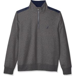 image:imageNAUTICA mens Solid 14 Zip Fleece SweatshirtCharcoal Heather