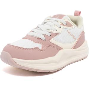 image:imageNautica Girls Sneakers Athletic Walking Shoes for Play and Everyday Wear Comfortable Casual Toddler and Youth Bungee and LaceUpBone Blush