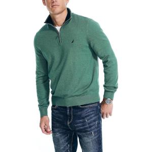image:imageNautica Mens Nautica Mens Quarterzip SweaterArctic Fern Heather