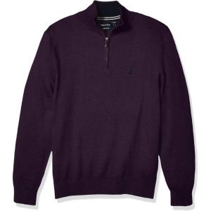 image:imageNautica Mens Nautica Mens Quarterzip SweaterBlackberry Heather