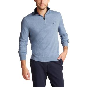 image:imageNautica Mens Nautica Mens Quarterzip SweaterDeep Anchor Heather