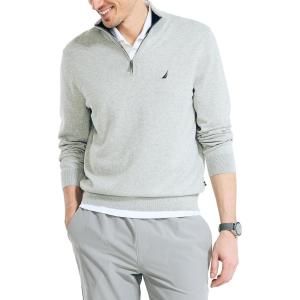 image:imageNautica Mens Nautica Mens Quarterzip SweaterGrey Heather