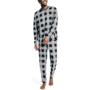 image:imageNautica Mens Nautica Waffle Buffalo Plaid Pajama Pant SetStorm Grey