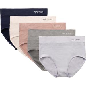 image:imageNautica Womens Seamless Ribbed Knit Brief Underwear Set 5PackCloudy WatersFawnPearl MistMd Heather GreyNavy Beats