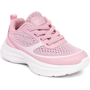 image:imageNautica Girls Toddler Knit SlipOn Sneakers with Max Comfort Sole Bungee Closure Tennis Running Shoes for School and Play ToddlerLittle KidPink White