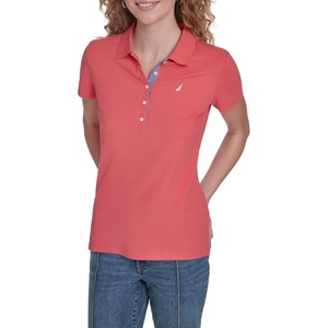 image:imageNautica Womens 5Button Short Sleeve Breathable 100 Cotton Polo ShirtPeony