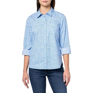 image:imageNautica Womens Button Front Long Sleeve Roll Tab ShirtBlue Haze Multi