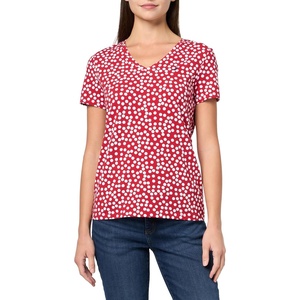 image:imageNautica Womens Solid VNeck Short Sleeve TShirtHaute Red Multi