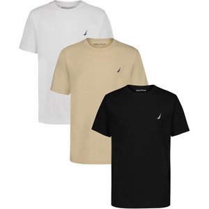 image:imageNautica Boys Short Sleeve Solid Crew Neck TShirt Multipack Soft Comfortable Relaxed FitBlackWhiteIrish Cream