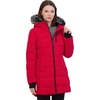 image:imageNautica Womens Heavyweight Puffer JacketFaux FurLined Hood Wind amp WaterResistant Winter CoatNautica Red