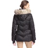 image:imageNautica Womens Short Stretch Puffer JacketDetachable Faux Fur Hood amp Storm CuffsCaviar