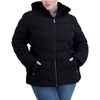 image:imageNautica Womens Stretch Puffer Jacket detachable Faux Fur Hood Midweight Waterresistant CoatBlacka