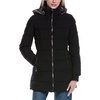 image:imageNautica Womens Stretch Puffer JacketFaux FurLined Hood  Wind amp WaterResistant Winter CoatBlack