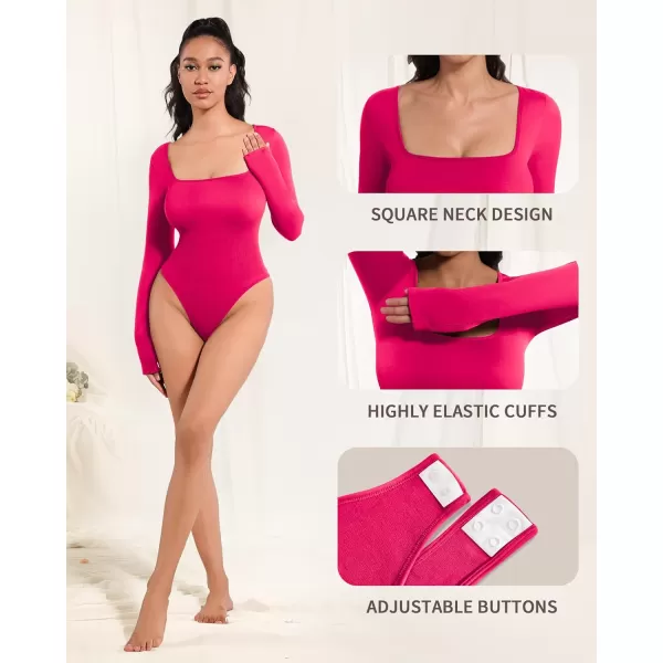 MANGOPOP Bodysuits for Women Long Sleeve Square Neck Tops  Shapewear for Women Thong BodysuitMANGOPOP Bodysuits for Women Long Sleeve Square Neck Tops  Shapewear for Women Thong Bodysuit