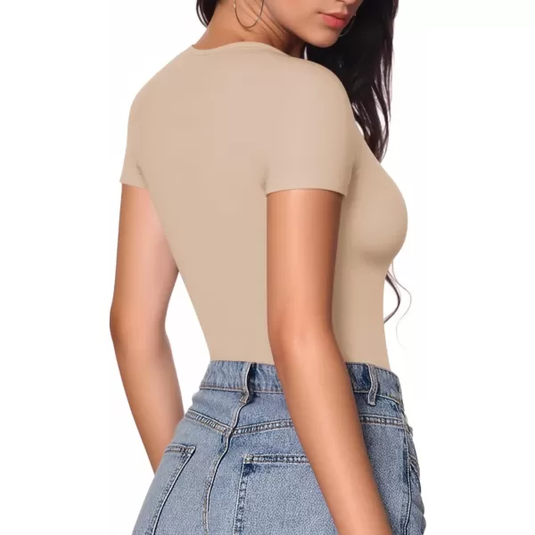 MANGOPOP Deep V Neck Short Sleeve Tops Bodysuit for Women ClothingSemolina