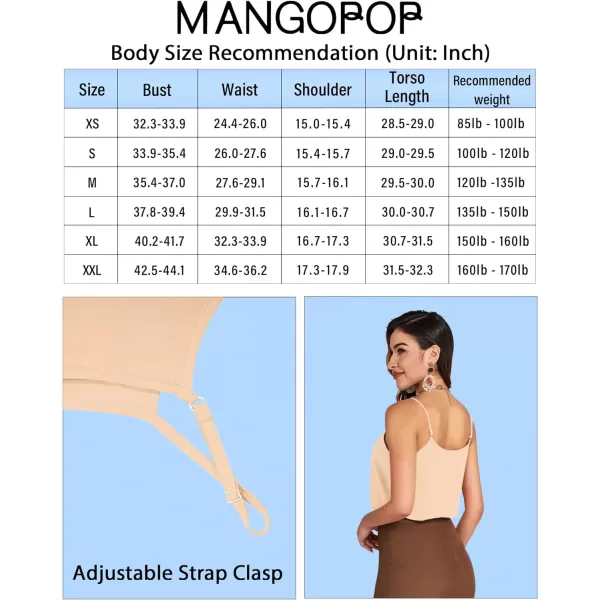 MANGOPOP Womens Bodysuit V Neck Spaghetti Strap Tank Tops Cami Backless Sleeveless Loose Fit Blouse Body Suits Sexy CasualChampagne