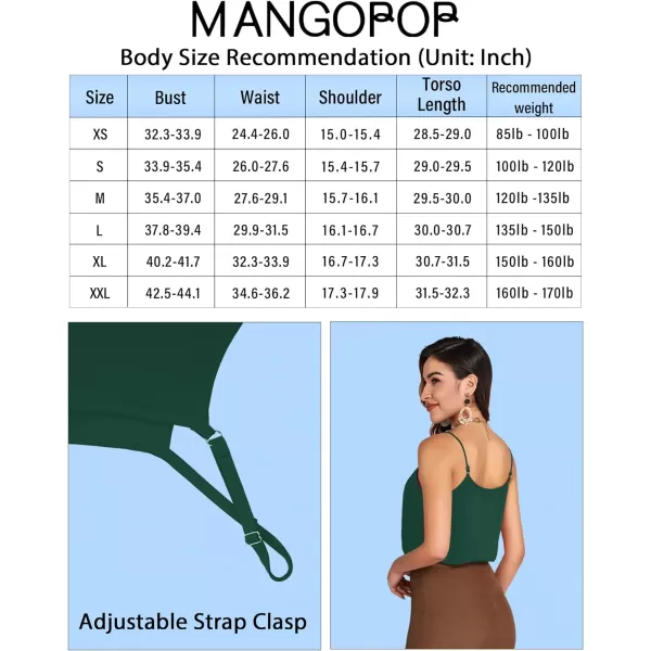 MANGOPOP Womens Bodysuit V Neck Spaghetti Strap Tank Tops Cami Backless Sleeveless Loose Fit Blouse Body Suits Sexy CasualDark Green