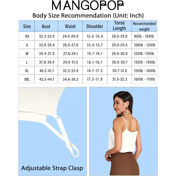 MANGOPOP Womens Bodysuit V Neck Spaghetti Strap Tank Tops Cami Backless Sleeveless Loose Fit Blouse Body Suits Sexy CasualWhite