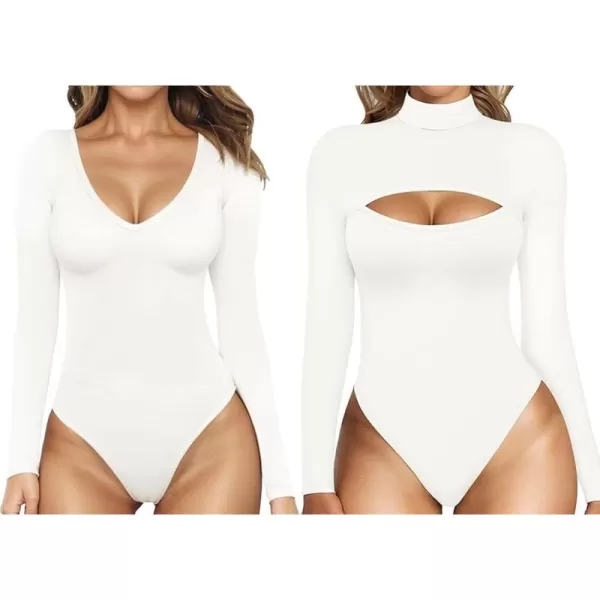 MANGOPOP Womens Deep V Neck Long Sleeve Tops Bodysuit  Cut Out Long Sleeve BodysuitMANGOPOP Womens Deep V Neck Long Sleeve Tops Bodysuit  Cut Out Long Sleeve Bodysuit