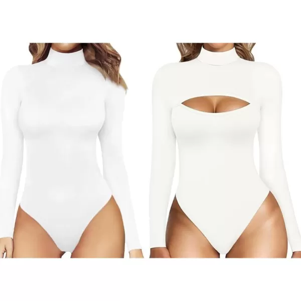 MANGOPOP Womens Mock Turtle Neck Long Sleeve Tops Bodysuit  Mock Neck Cutout Front Long Sleeve BodysuitMANGOPOP Womens Mock Turtle Neck Long Sleeve Tops Bodysuit  Mock Neck Cutout Front Long Sleeve Bodysuit