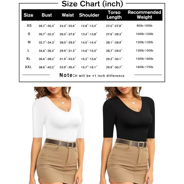 MANGOPOP Half Sleeve Bodysuit V Neck Bodysuit Shirts for WomenCoffee