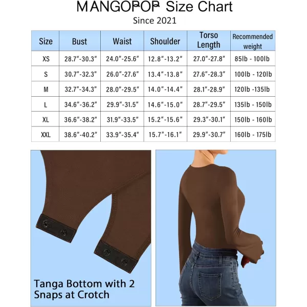 MANGOPOP Long Sleeve Bodysuit for Women Sexy Square Neck Body Suits Flare Sleeves Going Out TopsA Long Sleeve Coffee