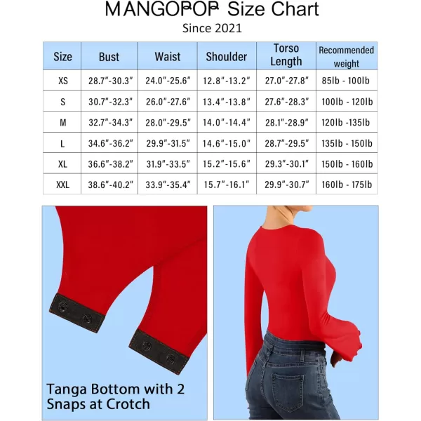 MANGOPOP Long Sleeve Bodysuit for Women Sexy Square Neck Body Suits Flare Sleeves Going Out TopsA Long Sleeve Red