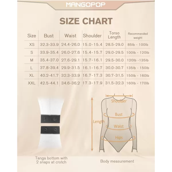 MANGOPOP Long Sleeve Bodysuit for Women V neck Womens Body Suit Fitted Tops ShirtsLong Sleeve White