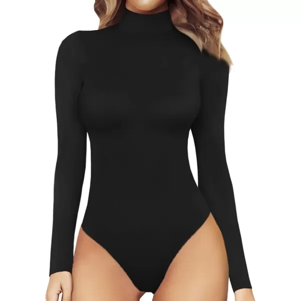 MANGOPOP Mock Turtleneck Long Sleeve Bodysuit  Thong ShapewearMANGOPOP Mock Turtleneck Long Sleeve Bodysuit  Thong Shapewear